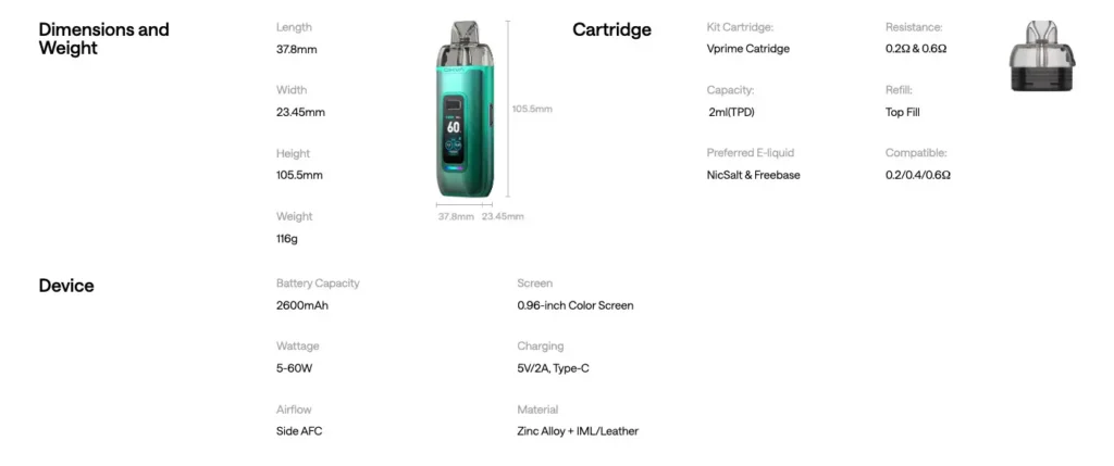 OXVA VPrime Vape Pod Kit 