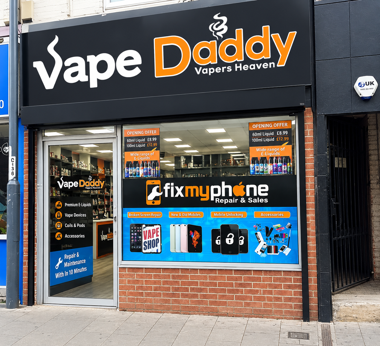 The Vape Daddy shopfront on Osmaston Road, Derby